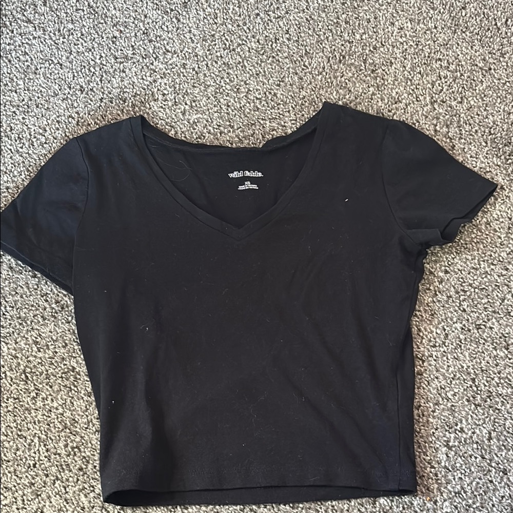 Wild Fable Black V-Neck Women's Top